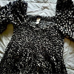 H&M Flower Summer Black Dress